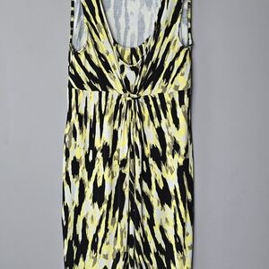 Thyme Maternity Yellow Black White Print Maternity Dress